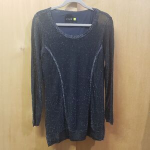 LYSSE WOMEN'S MED SILVER/BLACK SPARKLE 2-LAYER TOP/TANK SWEATER
Great Condition